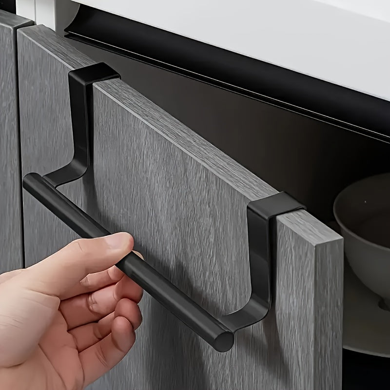 Stainless Steel Over-the-Door Towel Bar for Modern Usage - No Drilling Needed! Use as a Kitchen or Bathroom Organizer for Maximum Storage and Convenience