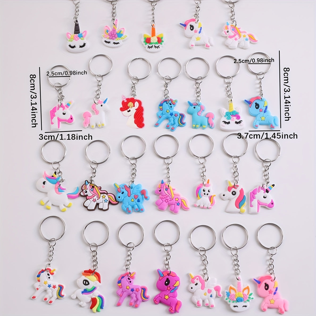 26 DIY cartoon unicorn keychains made of PVC material, perfect for adding a touch of whimsy to your lady's bag or keyring. Ideal for birthday gifts and featuring an adorable animal theme.