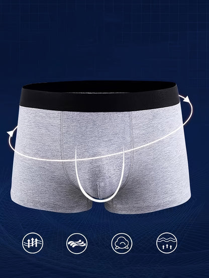 Set of 5 men's breathable underwear made of 95% cotton, stretchy, soft, and comfortable boxer shorts.