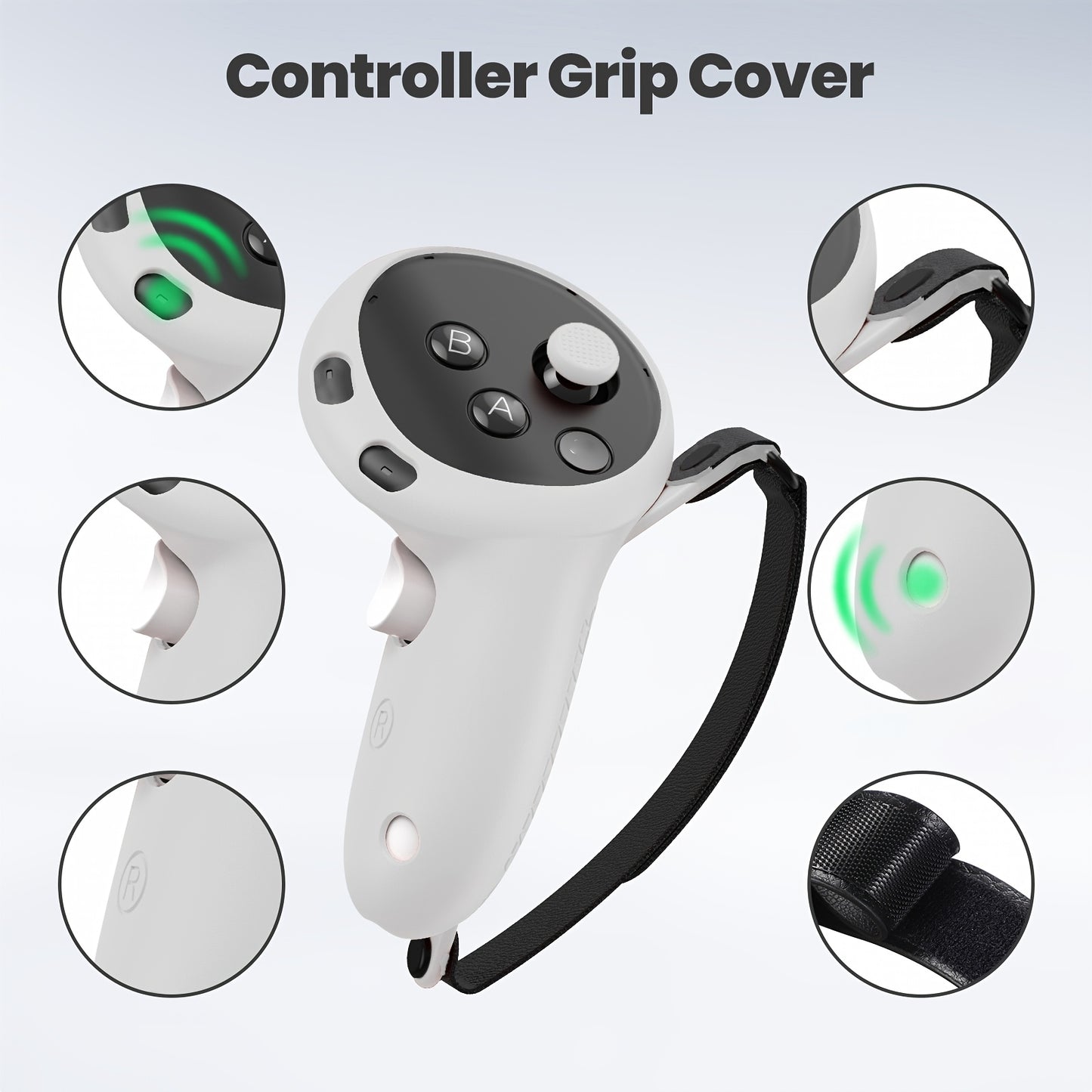 Silicone cover set for Meta Quest 3S, including face cover, controller grips, headset cover, and lens protective cover. Oculus Quest 3S accessories only (VR headset and controllers not