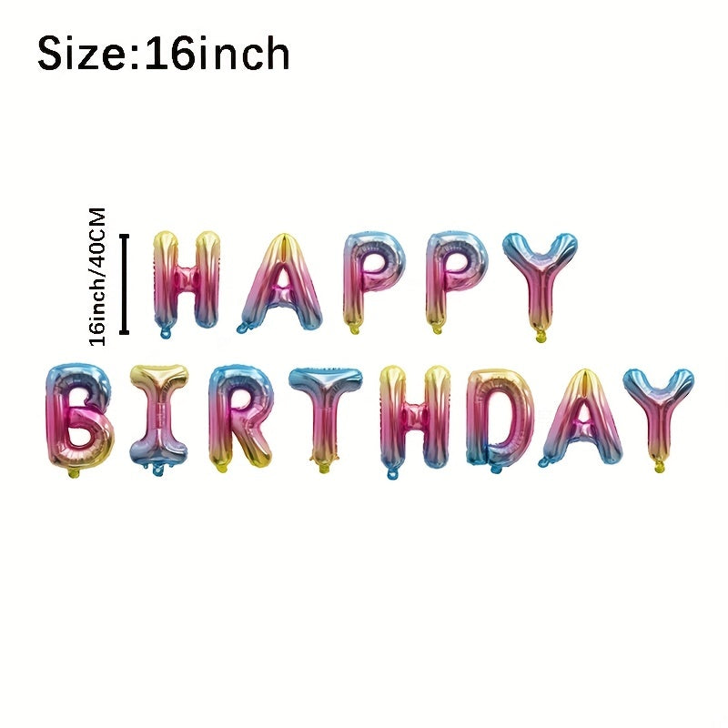 13-piece English Happy Birthday 16-inch Letter Kit for party decoration.