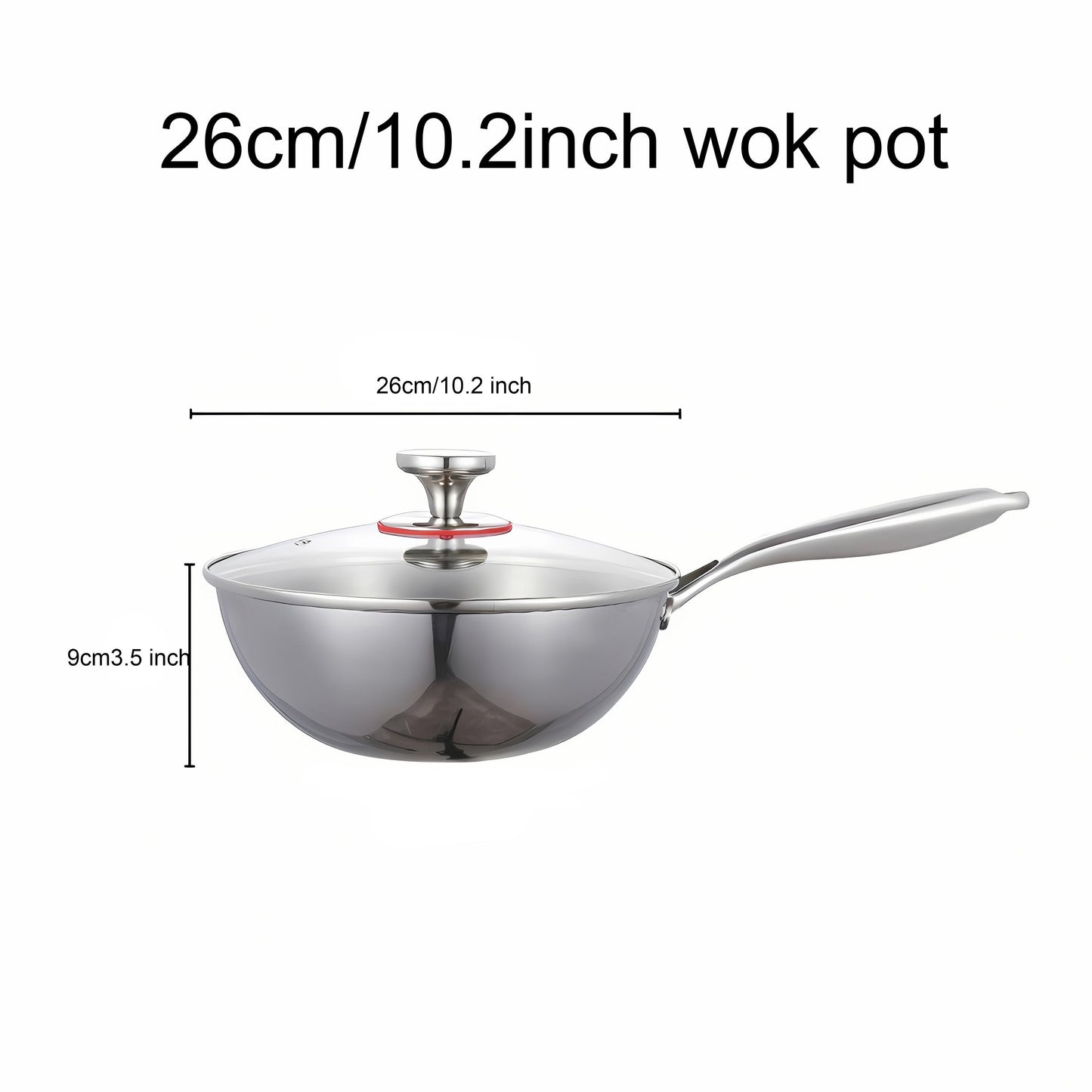 Stainless Steel Frying Pan Set in Three Sizes (24.13cm, 25.91cm, 27.94cm) - Strong and Long-Lasting Triple-Layer Construction with Heat-Resistant Handle & Shatterproof Glass Lid - Ideal for Use on Any Stovetop