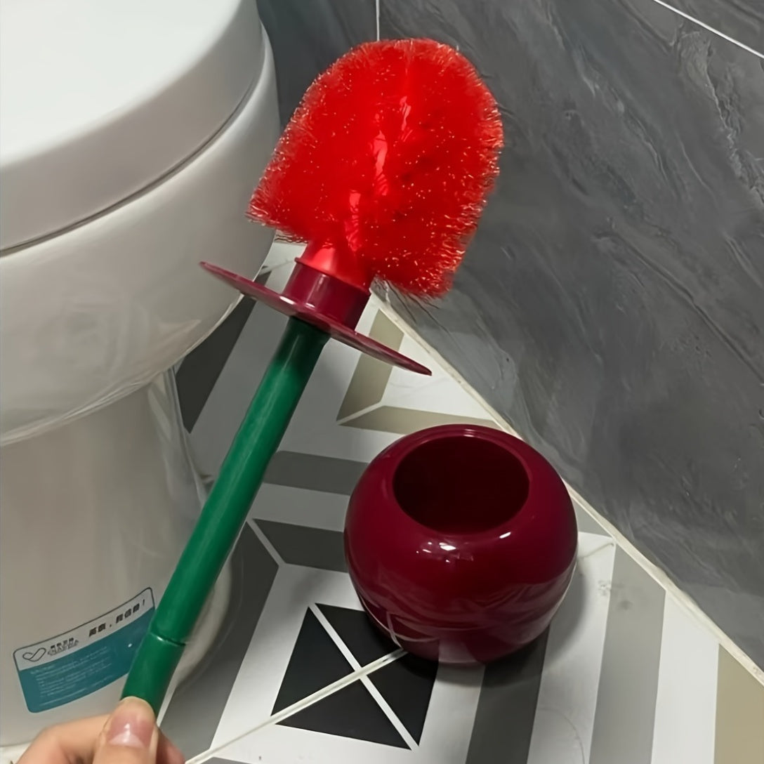 Novel Cherry-Shaped Plastic Toilet Brush Set with Creative Bracket: Unique Bathroom Cleaning Tools