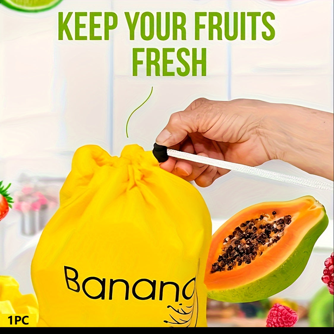 Keep your bananas fresh for a week with this high-capacity storage bag made from food-grade nylon, featuring a durable aluminum closure and double stitching for extra strength.