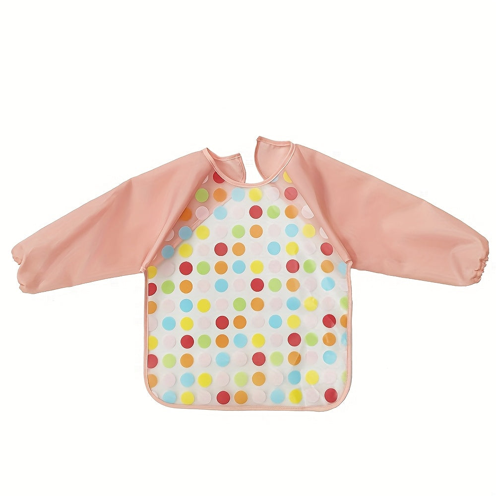 Waterproof and dirt-resistant bib made of EVA for babies aged 6-72 months. No washing required. Protects clothes.