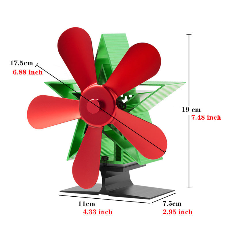 Wood stove fan with magnetic thermometer for Christmas - Distributes heat efficiently, operates quietly with 4 blades, perfect for log wood burners, fireplace decor, and home heating accessories.