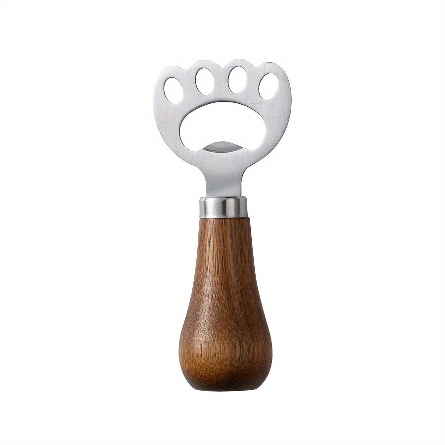 1pc Cat claw beer opener with wooden handle, stainless steel.