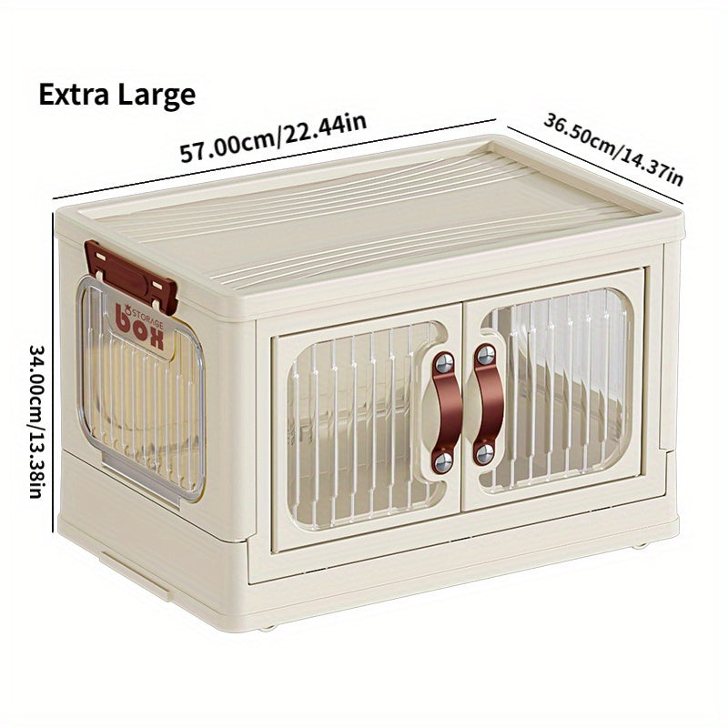 1pc Folding Storage Box with Double Doors, ideal for student dormitories and household organization.