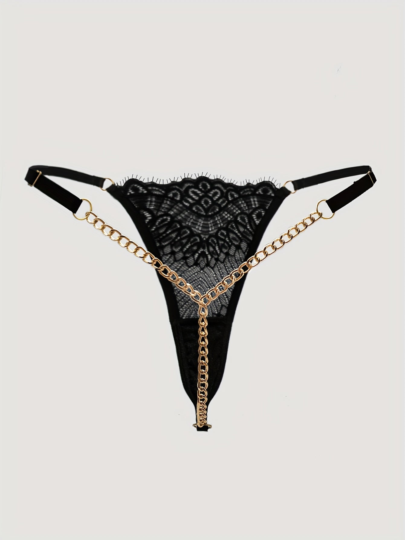 Sexy chain linked thongs, low-rise T-back panties, and semi-sheer lingerie for women.