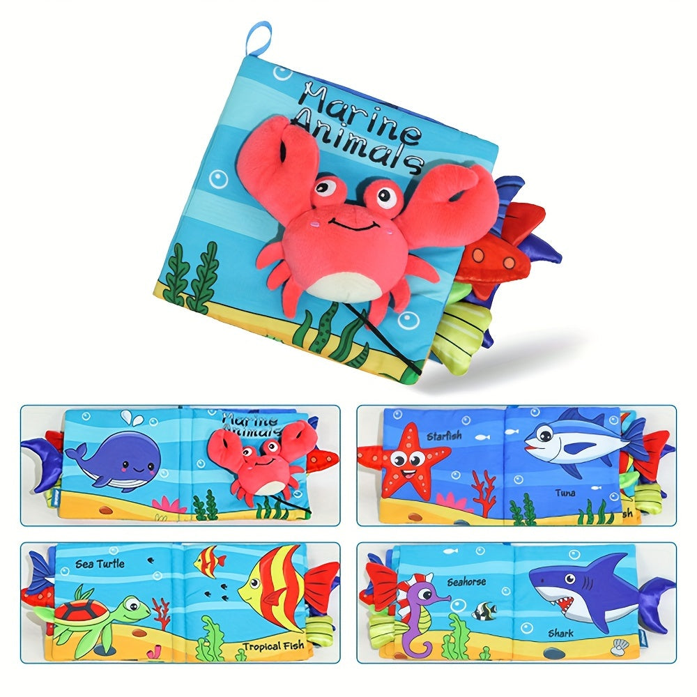 Soft Baby Books with High Contrast Design for USATDD, a Baby Toy that Encourages Touch and Feel. Crinkle Cloth Book for Infants during Tummy Time, made with Non-Toxic Fabrics. Includes a Tail and Sound for an Interactive Educational Experience. Perfect