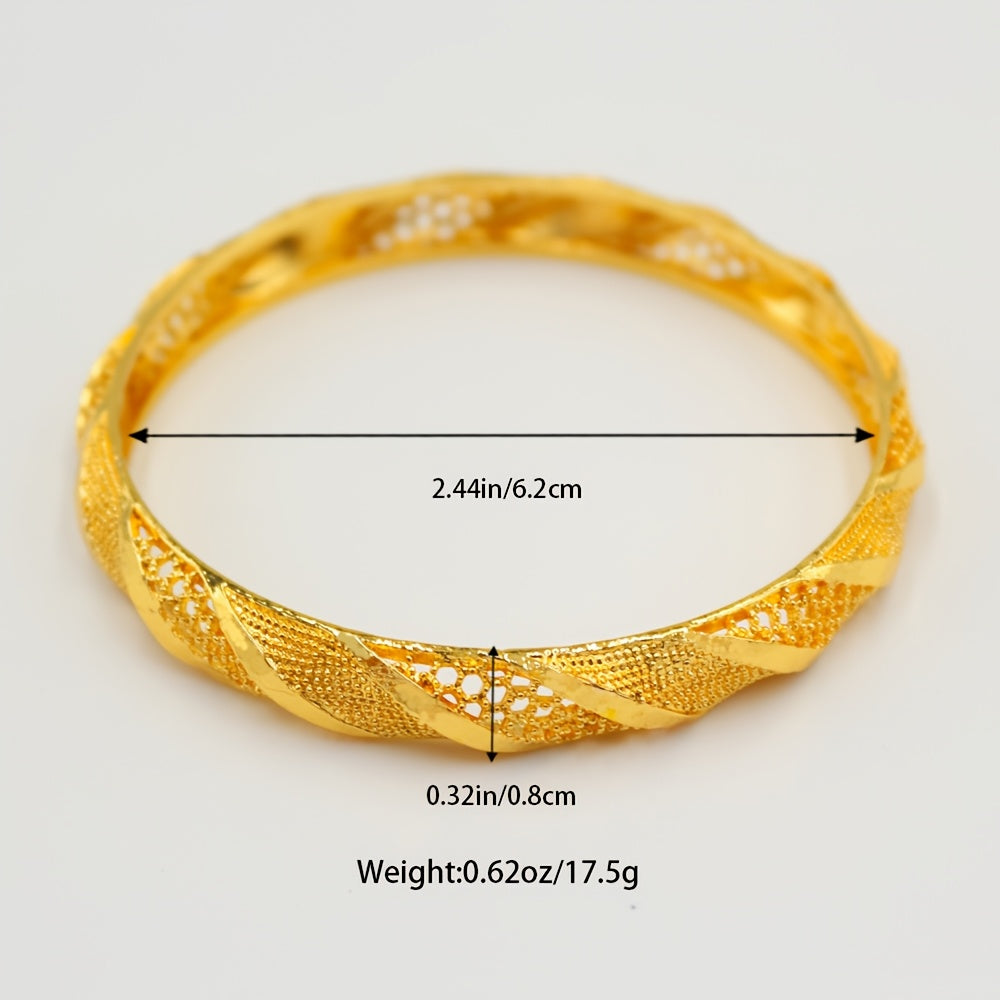 Set of 4: Stylish Gold-Tone Bangle Bracelets for Women - Ideal for Everyday Wear & Special Occasions, Versatile Jewelry for Any Season