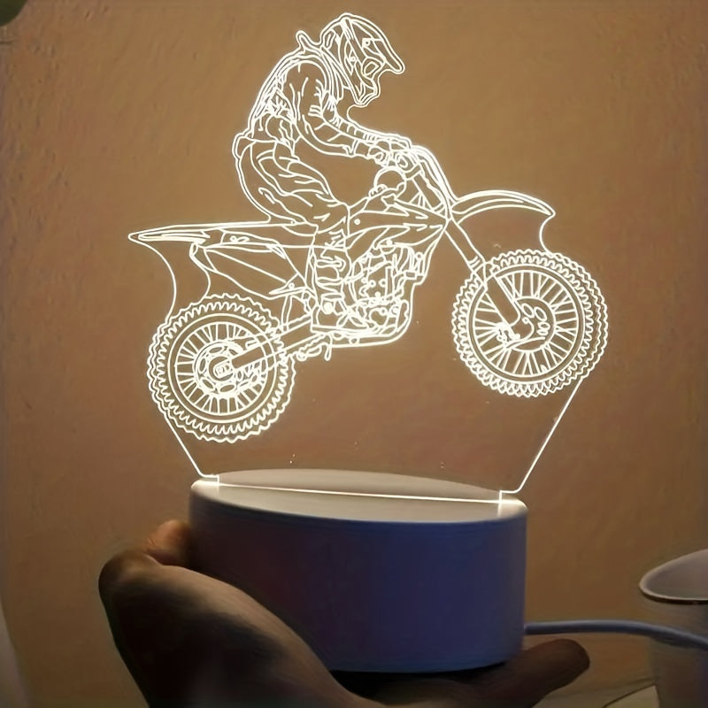 Motocross 3D night light with 16 colors, touch and remote control. Ideal gift for boys and friends.