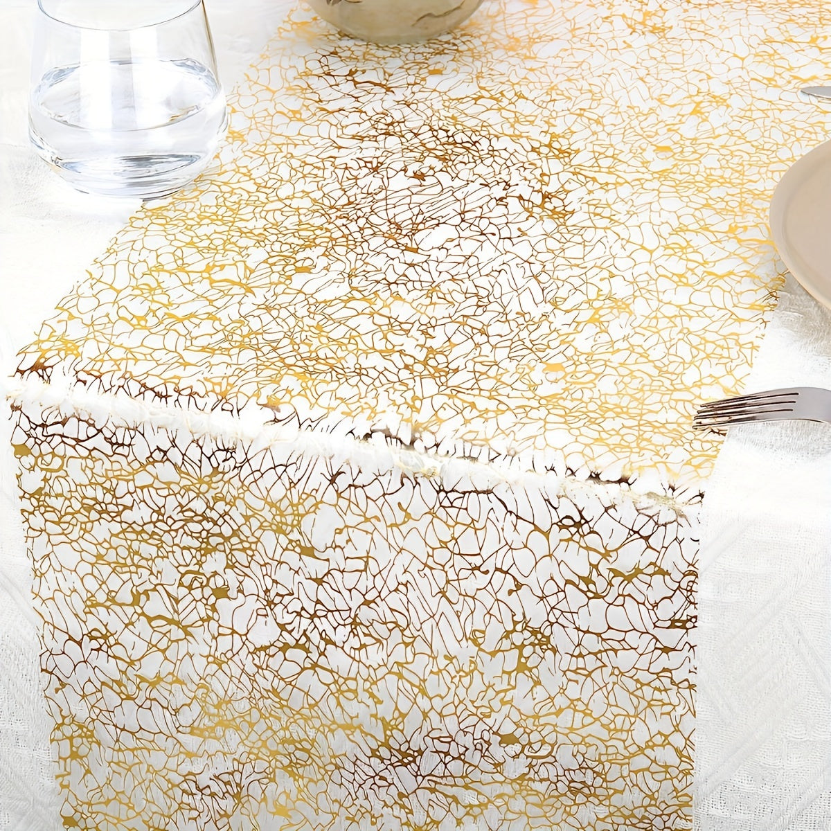 Luxurious Golden Glitter Table Runner - 274.32cm/14.94m, ideal for weddings, birthdays, showers, Christmas.