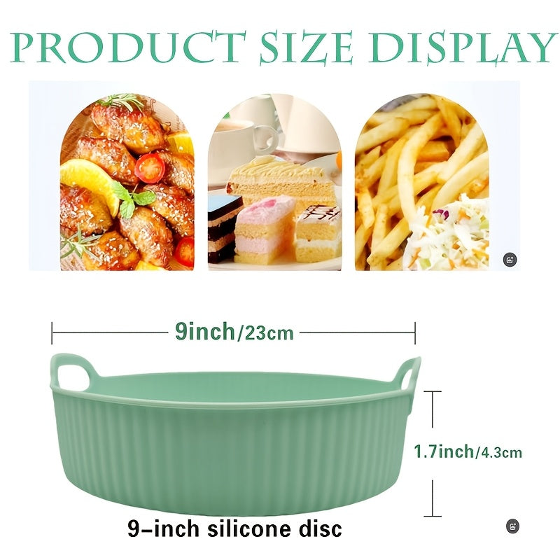 One 9-inch Silicone Air Fryer Liner: Reusable, Food-Grade, Non-Stick & Heat-Resistant up to 240°C. Easy to Clean Baking Tray for Healthier Cooking, Compatible with Oven & Air Fryer.