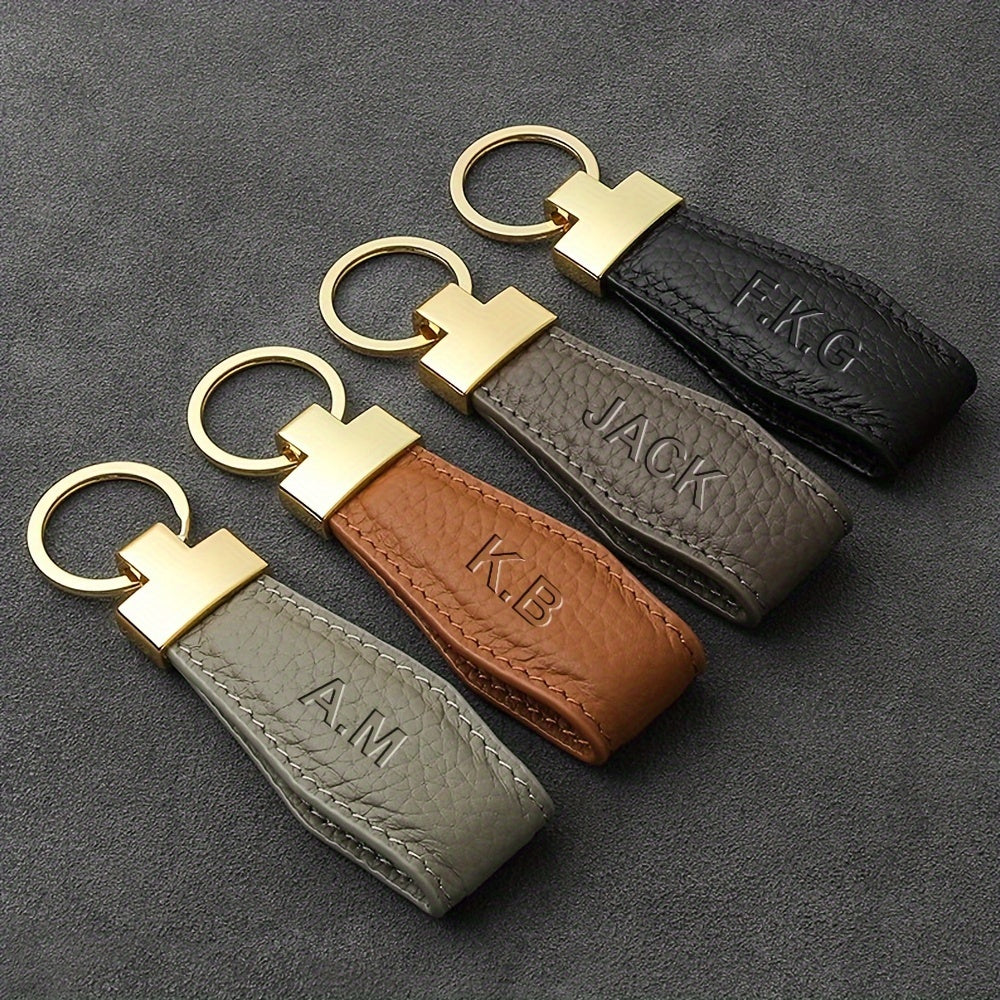 Get a custom engraved initial car key ring with climbing hook on this 1pc Personalized Microfiber Faux Leather Keychain. This unisex fashion accessory is perfect for both men and women and makes an ideal gift for Valentine's Day, Thanksgiving, Christmas