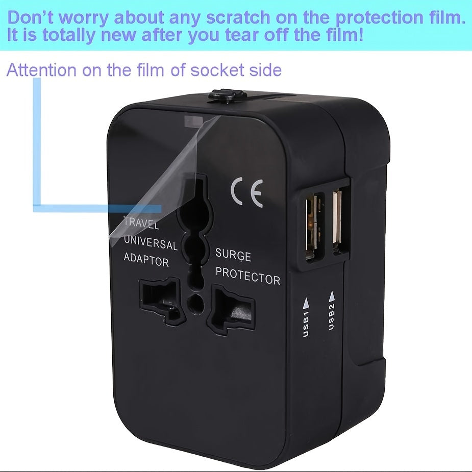 Travel adapter with two USB charging ports