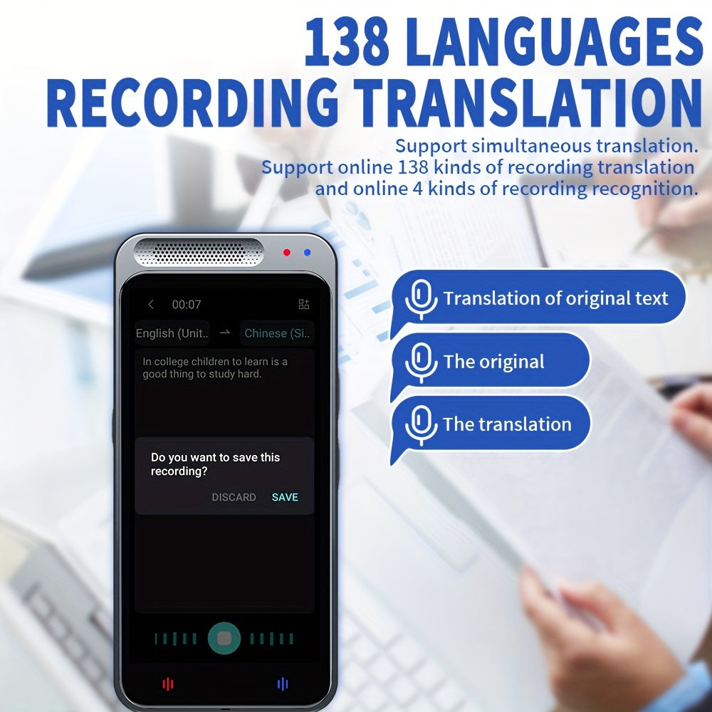 VORMOR Smart Language Translator Device offers voice and photo translation in 138 languages. It has offline and online capabilities, a rechargeable battery, WiFi/hotspot connectivity, and