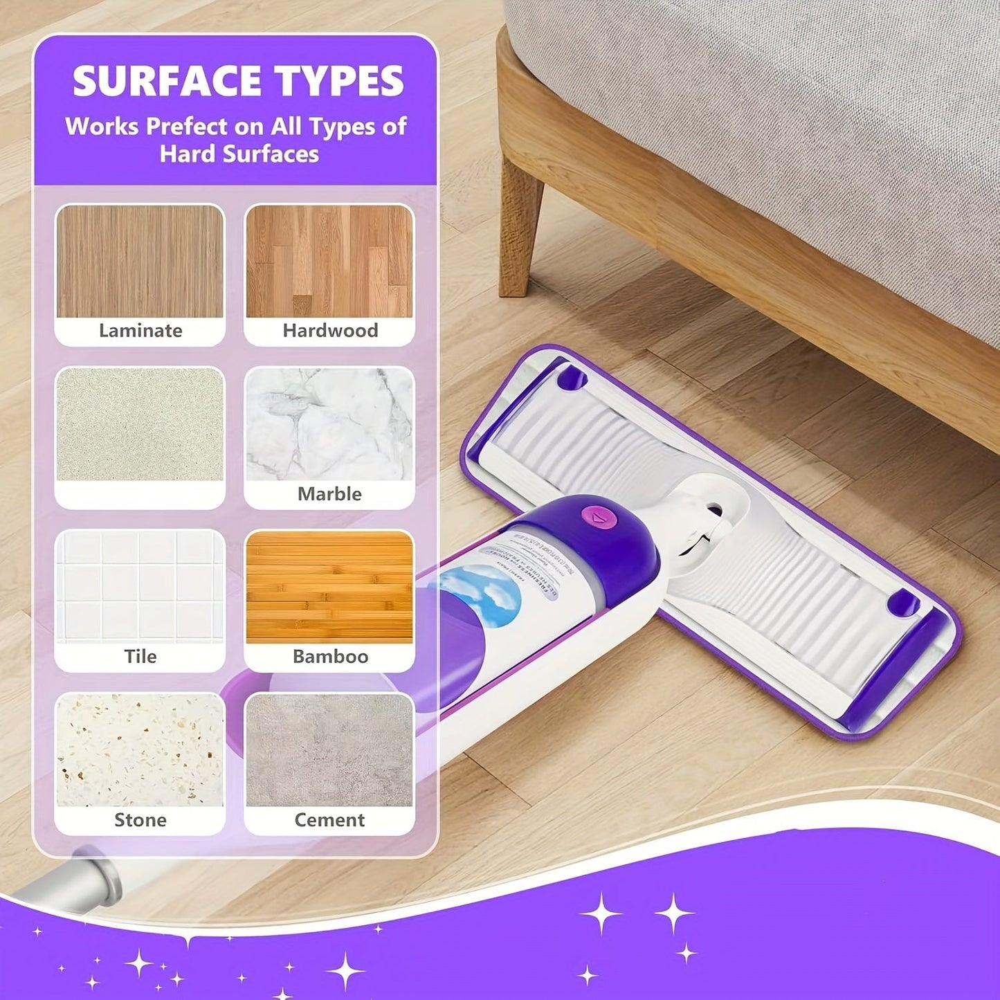 Get 18 reusable microfiber mop pads for 33.02-38.1cm spray mops. These machine washable pads are perfect for multi-surface floor cleaning with super fine fibers.