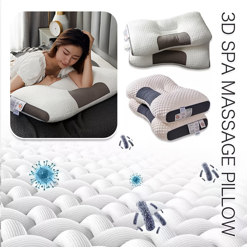 SoftTouch 3D Spa Massage Pillow, Pregnancy Support for Back and Side Sleepers, Compressible Polyester Fiber Neck Cushion, Improved Sleep Comfort for Entire Body