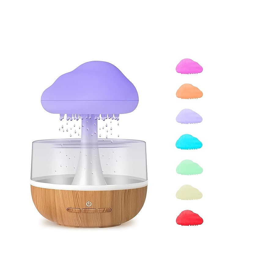 Colorful Mushroom Night Light with Rain Humidifier, Aromatherapy Benefits - Battery Operated Atmosphere Lamp