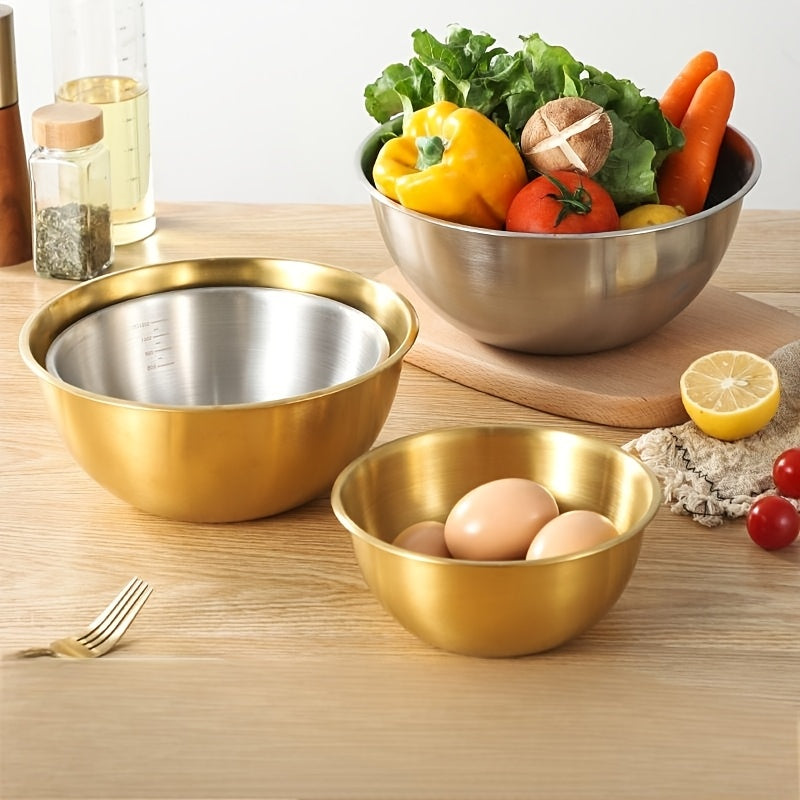 Set of Three Stainless Steel Mixing Bowls for Kitchen Use