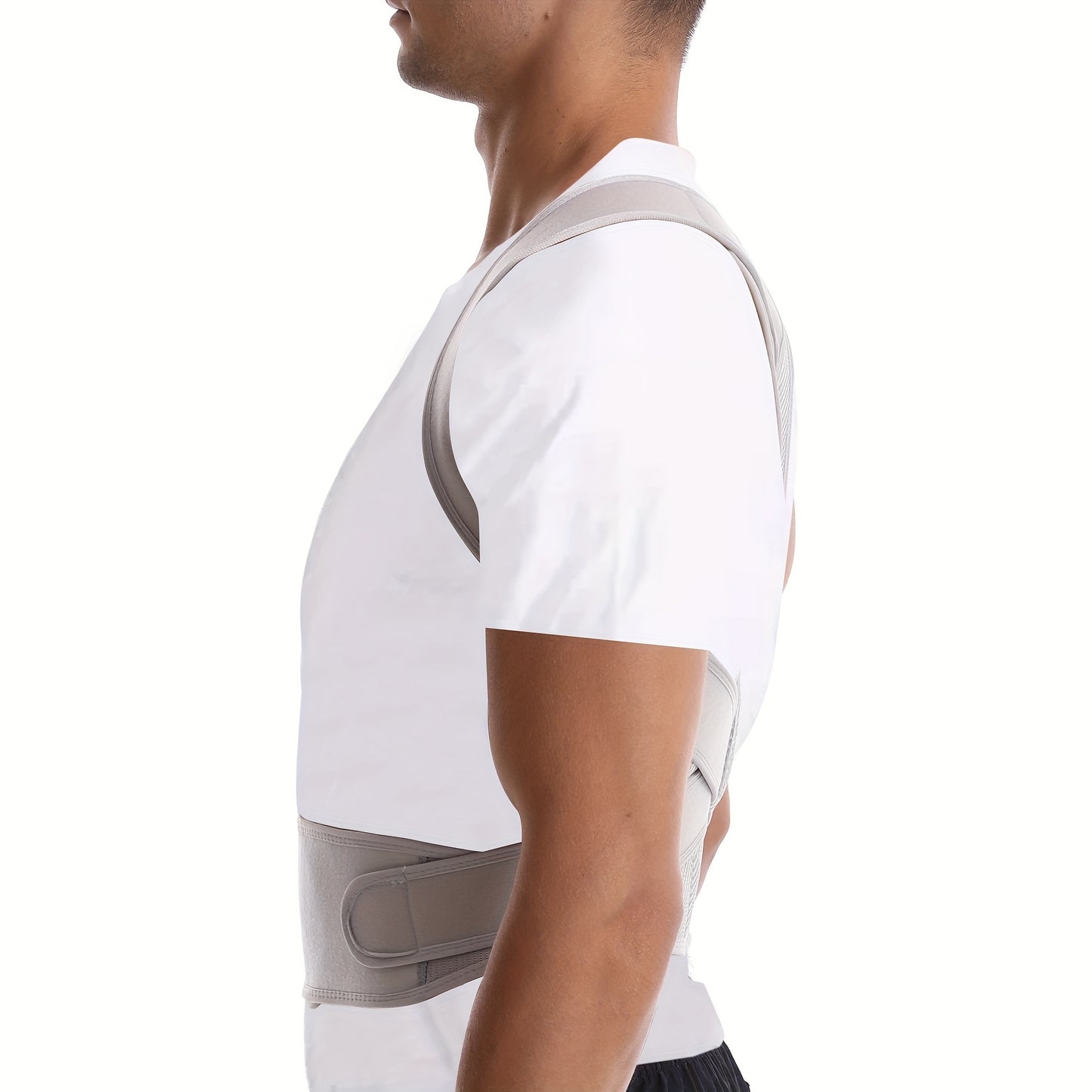 Posture corrector brace for men and women, improves posture and reduces slouching. Adjusts to fit comfortably.