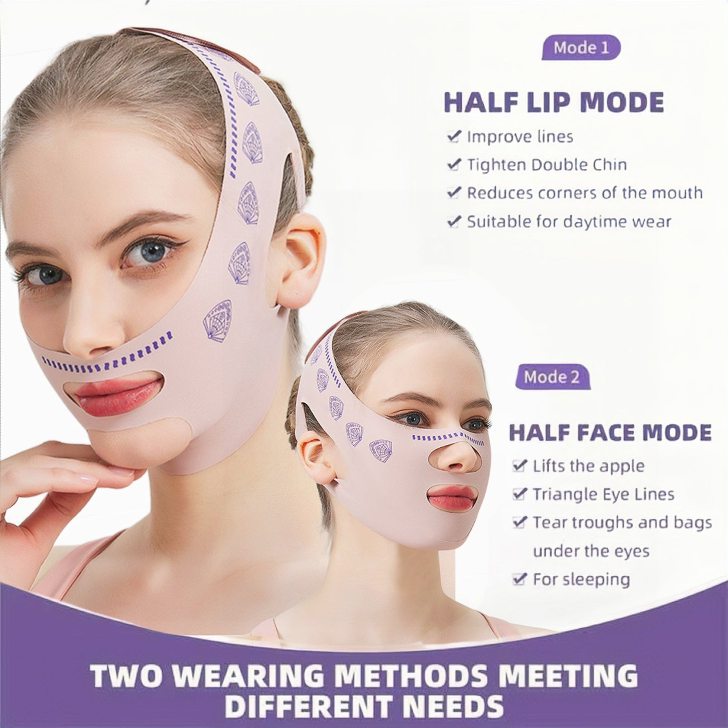 Face lifting tape for men and women, reusable and high elasticity. Tightens skin and reduces double chin. Beauty tools for the face.