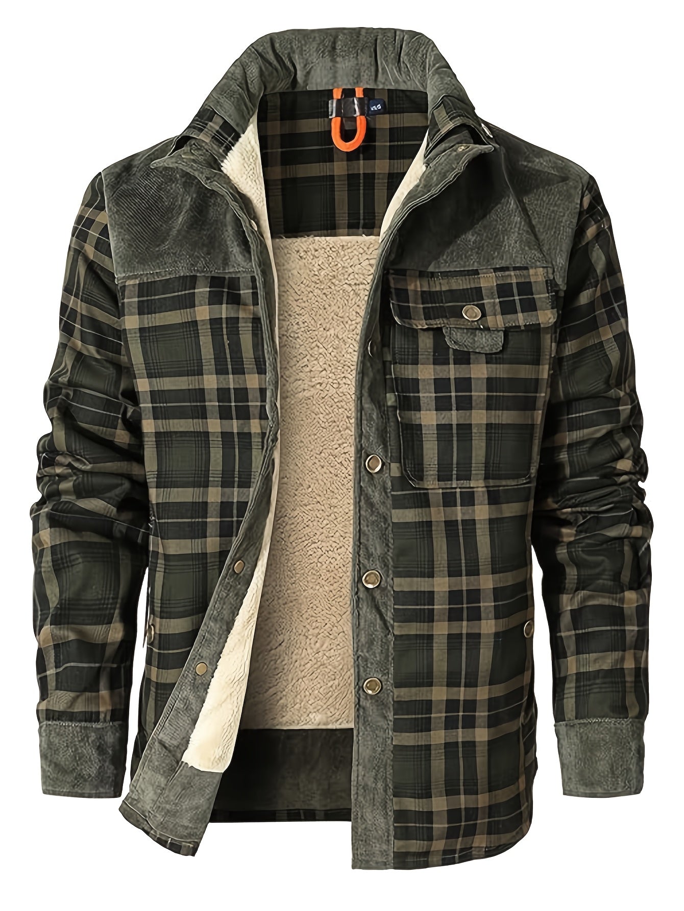 Casual polyester plaid jacket for men, perfect for Fall/Winter weekends.