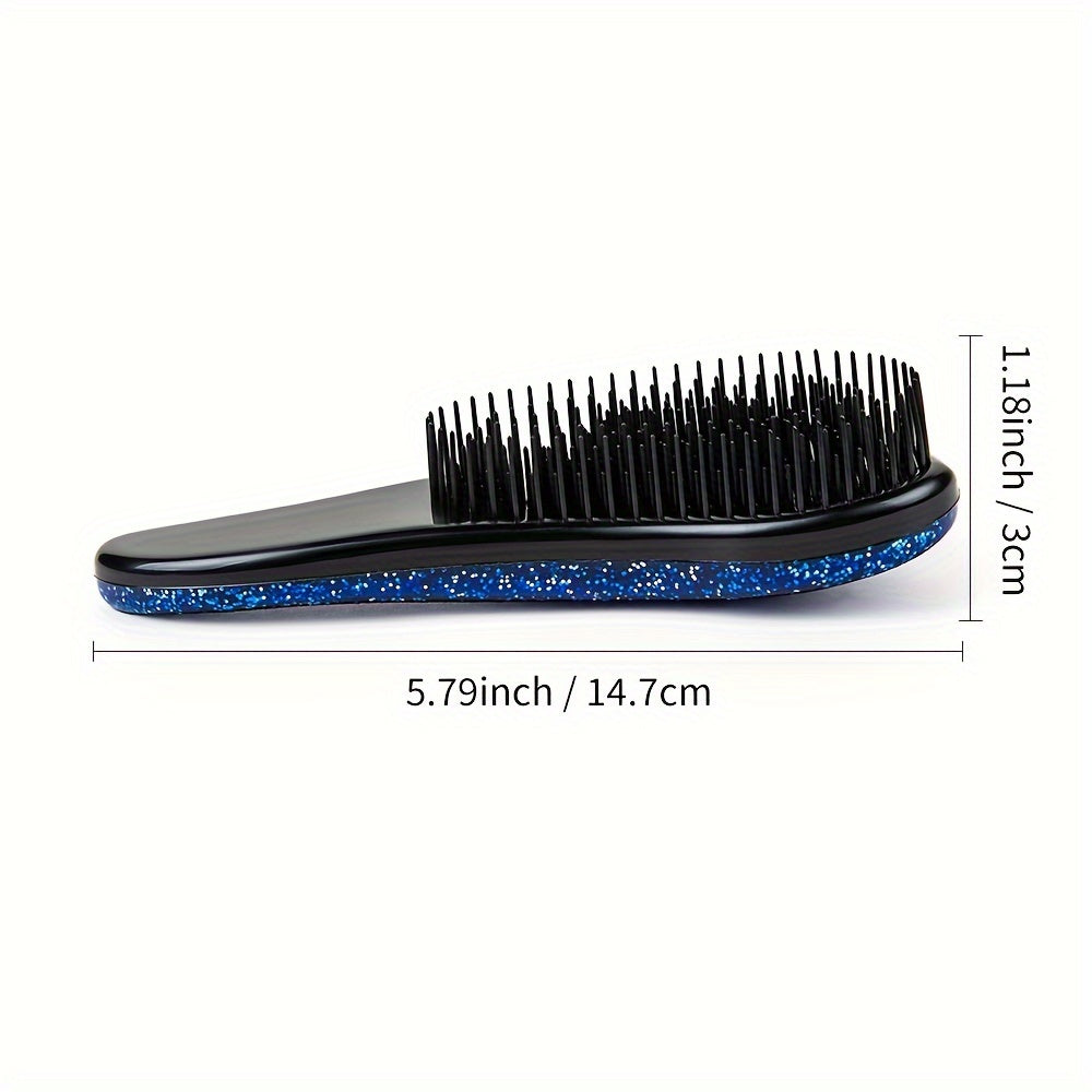 Portable, tiny massage comb for detangling hair with a starry sky design.