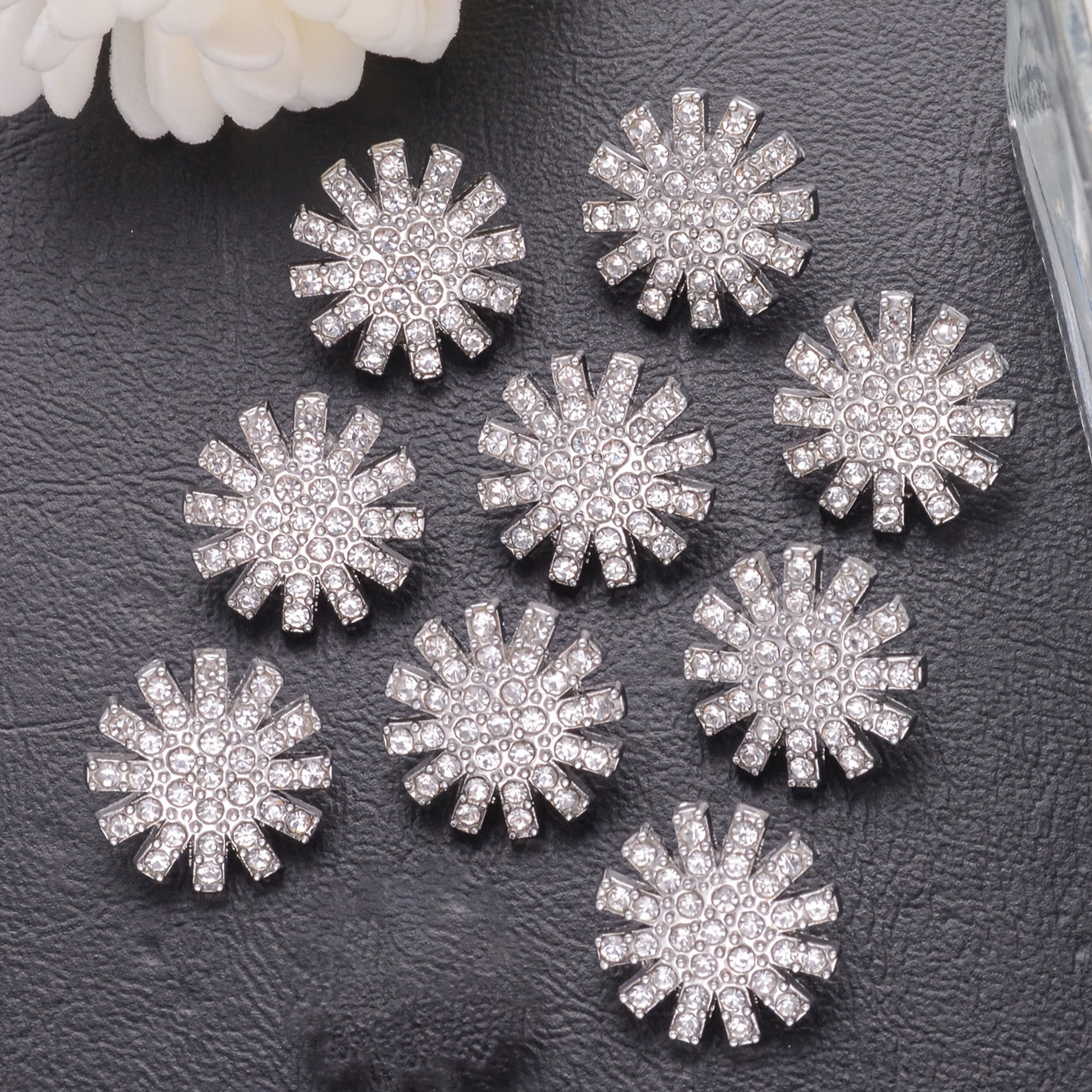 Collection of 9 Elegant Alloy Rhinestone Buttons – Minimalist yet Luxurious Sewing Accessory for Shirts, Sweaters, Blazers, Coats, and Outerwear – Creative DIY Embellishments for Crafting