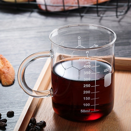 1pc Heat Resistant Glass Coffee Mug with Measurement Marks - 15.22oz Capacity - Ideal for Summer Drinks and Teacher Gifts