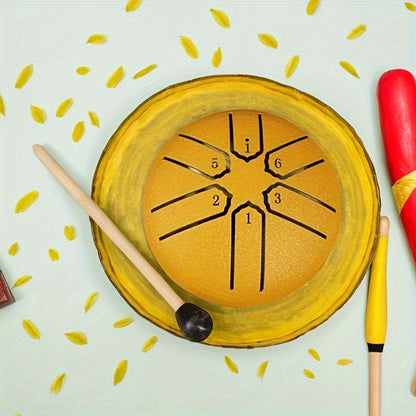 Mini steel tongue drum set with mallets, portable for meditation and yoga in multiple colors. (Carry bag not included)