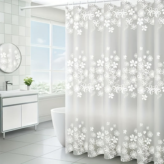 Waterproof PEVA shower curtain with lattice pattern design, includes matching hooks for easy installation. Perfect for bathroom decoration, room decor. Curtain pole not included.