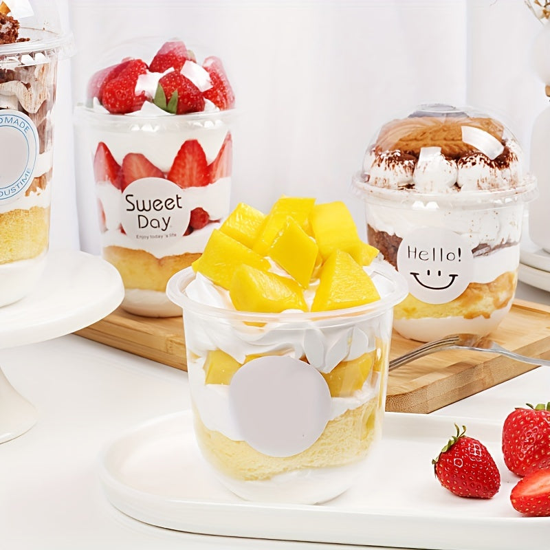 Set of 50 Elegant U-Shaped Dessert Cups - Made of Disposable Clear PET, Great for Layered Mousse & Cake Crumb Parfaits - Environmentally Friendly and Recyclable, Perfect for Weddings, Birthdays & Parties, Ideal for Dessert Table Displays