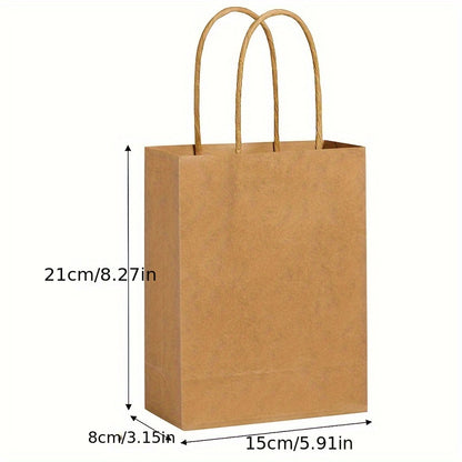 100 pieces of high-end Kraft paper bags for various uses, measuring 15cm x 8cm x 21cm.