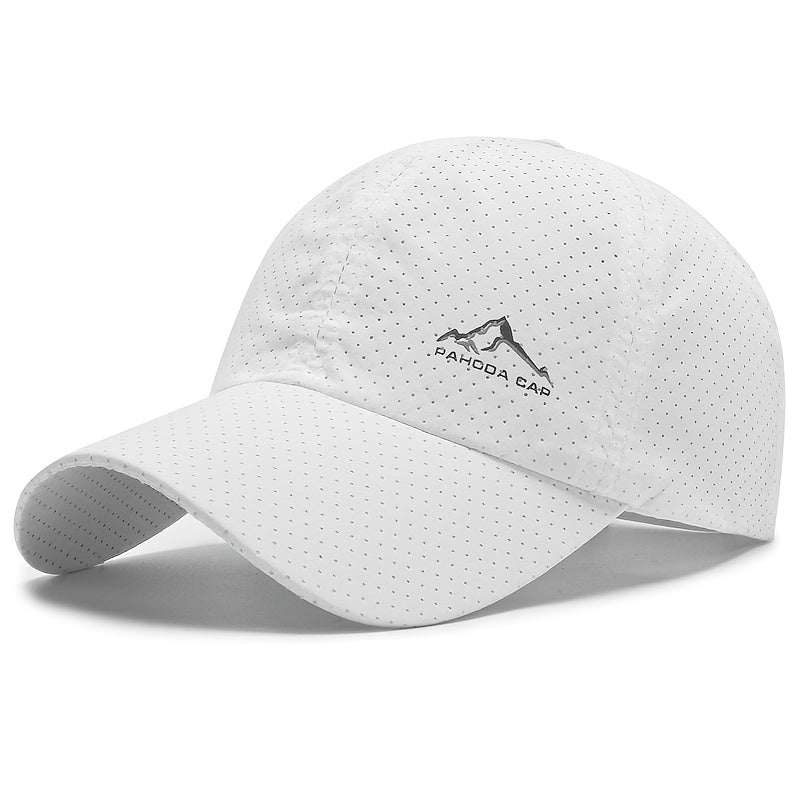 Stylish curved brim baseball cap for casual outdoor sports, breathable and quick-drying.