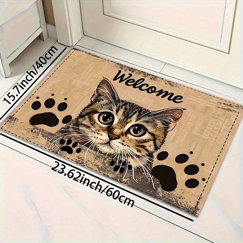 This Non-Slip Polyester Doormat with Cat Design is Both Stylish and Functional. Machine Washable for Easy Care, this Rectangle Indoor Entrance Rug is Perfect for the Kitchen, Living Room, Bedroom. A Decorative Floor Mat that will Welcome You Home.