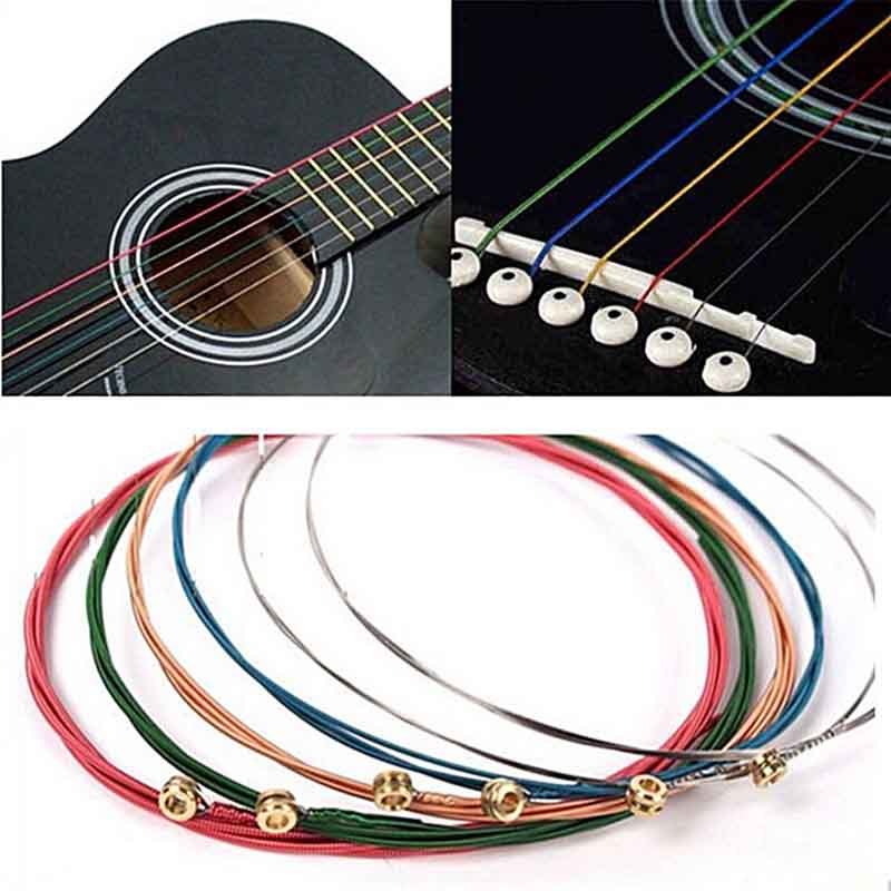 Colorful copper steel strings for acoustic guitar 6-pack