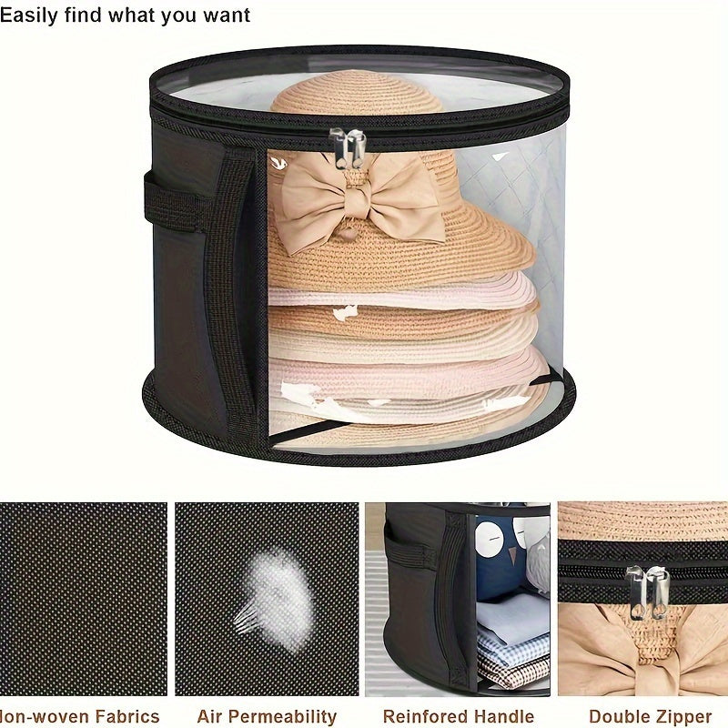 ClearView Fabric Hat Storage Organizer - Keep your beach and brim hats organized with this stackable container featuring a large front window and portable zippered closure.