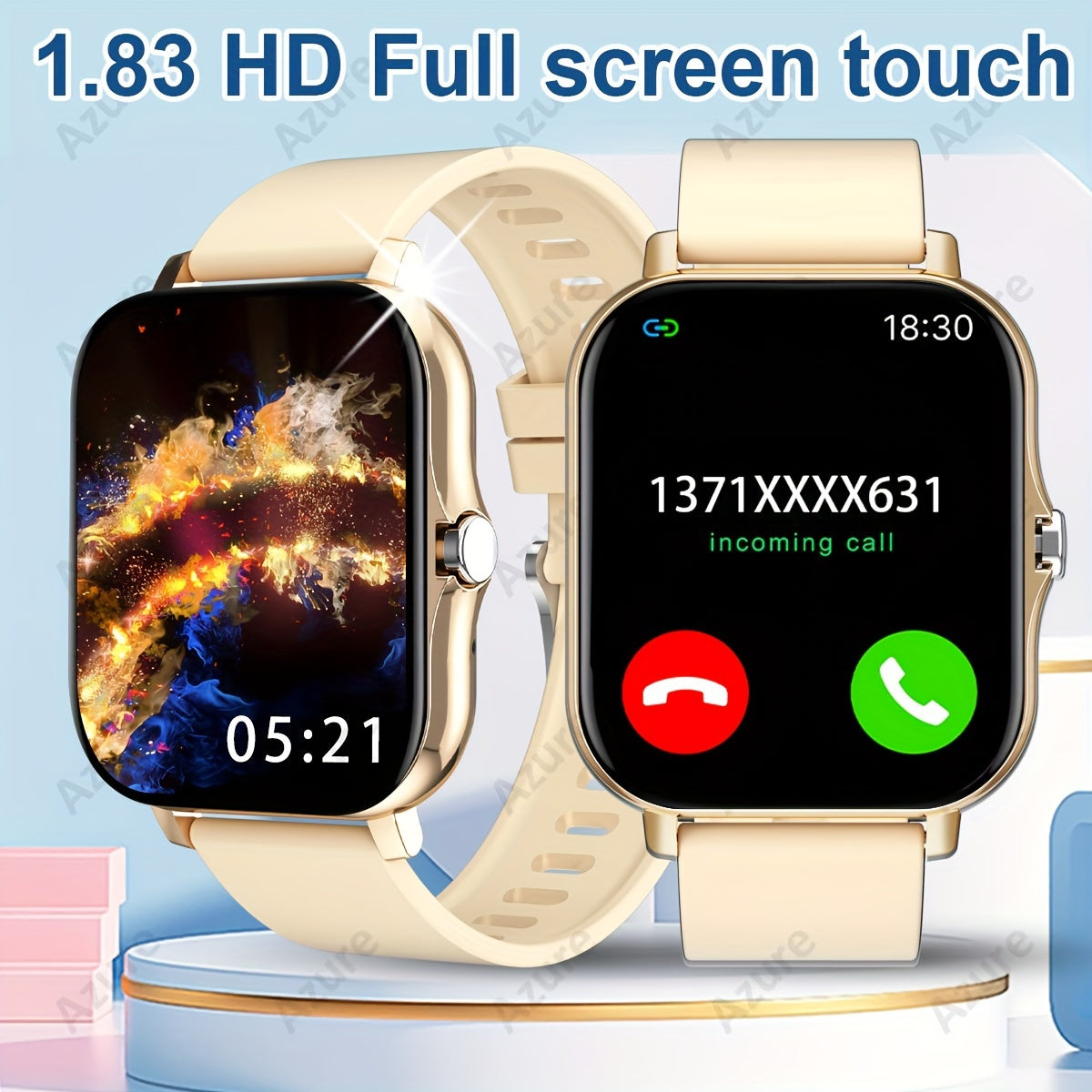 2024 New 1.83 Inch Full Screen Touch Sports Smart Watch for Men and Women with Wireless Call/Message Reminder and Multiple Sports Modes. Features include phone answering/making calls