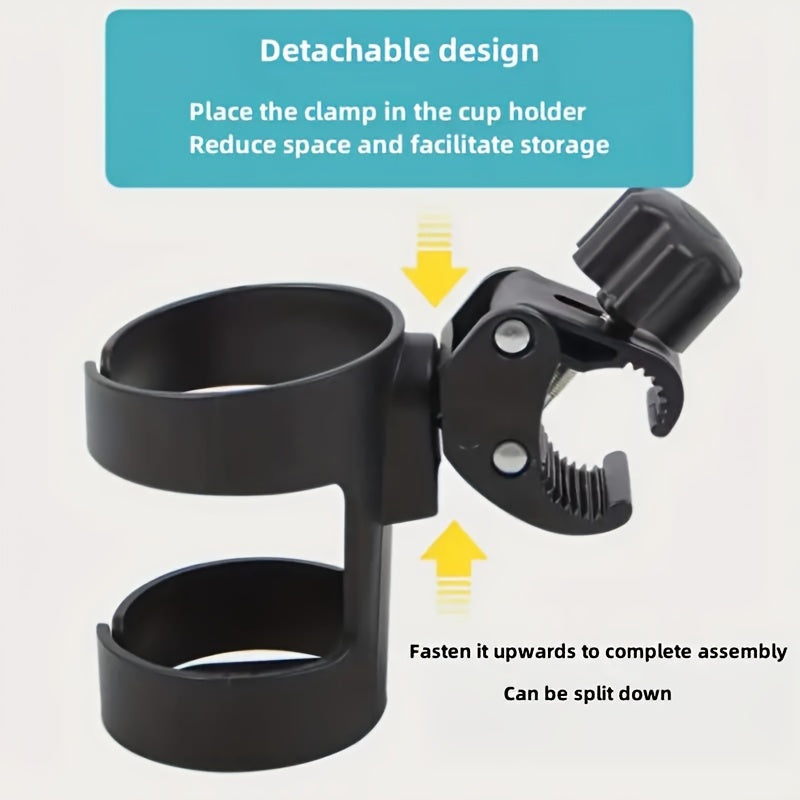 Durable 360° Rotatable Cup Holder for Stroller, Bike, Walker & Wheelchair - Made of Tough PP Material, Suitable for Children Aged 3-6 Years, Secure & Convenient Beverage Accessory