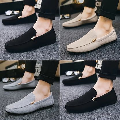 Zhenyuezu Men's Canvas Loafers: Breathable, Non-Slip, Durable Slip-On Shoes for All Seasons, Comfortable.