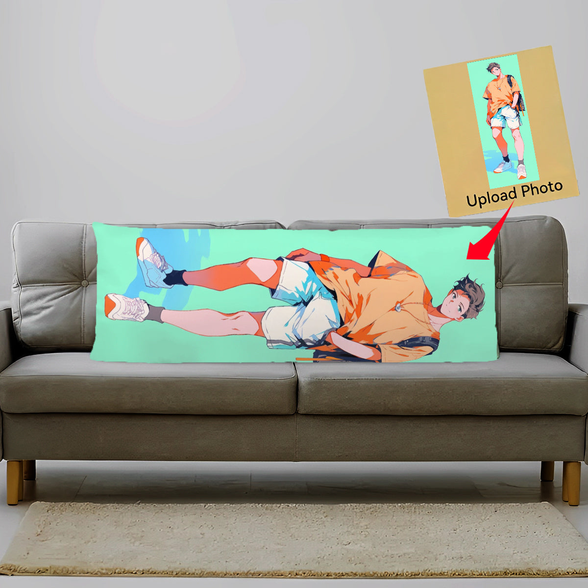 Get a personalized Anime Couple Photo Long Body Pillow Cover, made of soft Polyester Plush material with a single-sided print design. This 50.8x137.16 cm cover does not include an insert, making it a perfect gift for your loved ones or yourself on