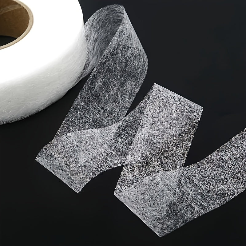 Two pieces of Double-Sided Hot Melt Adhesive Mesh Film Lining Strips, made of Double-Sided Adhesive Non-Woven material for ironing hot pressing. These strips are ideal for clothing ironing accessories and DIY patchwork fusion lining. Each roll contains