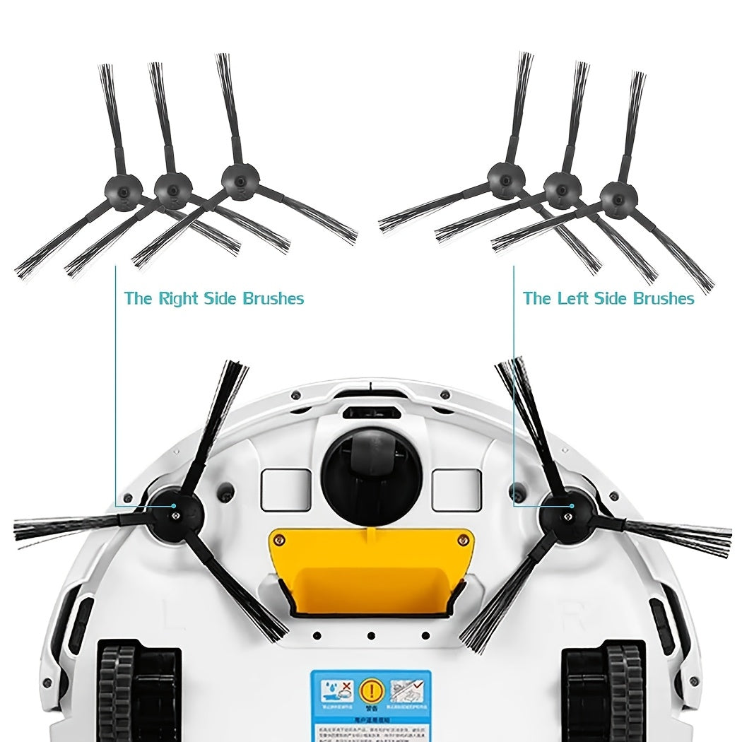 Set of vacuum cleaner accessories including one primary filter net, three filter mesh pieces, and six side brushes.