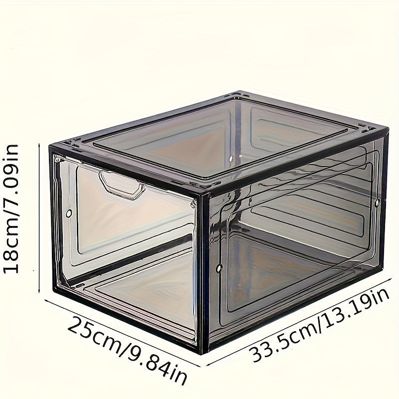 Folding Shoe Storage Box Set of 6 with Transparent Door, Durable Plastic Dustproof Containers for Shoes, Stackable Shoe Display Cases, Space-Saving Organizer for Bedroom, Bathroom, Office, Entryway, Hallway, Closet, Wardrobe, Home, Dormitory