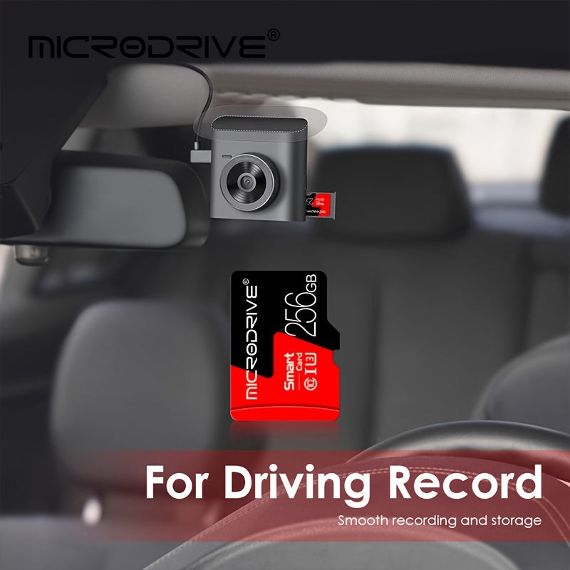 Microdrive offers high-speed TF SD memory cards in sizes ranging from 4GB to 256GB, with a 4K HD USB card reader adapter included.