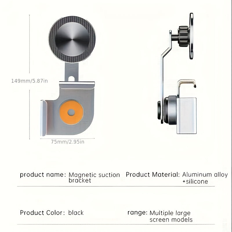 Алюминиевый сплав магнитный держатель для телефона для Tesla Model 3/Y (2017-2023) - надежное крепление, легкая регулировка, стильный дизайн.