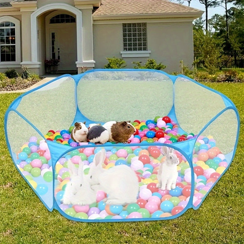 Foldable, portable pet playpen ideal for rabbits, easy to clean.