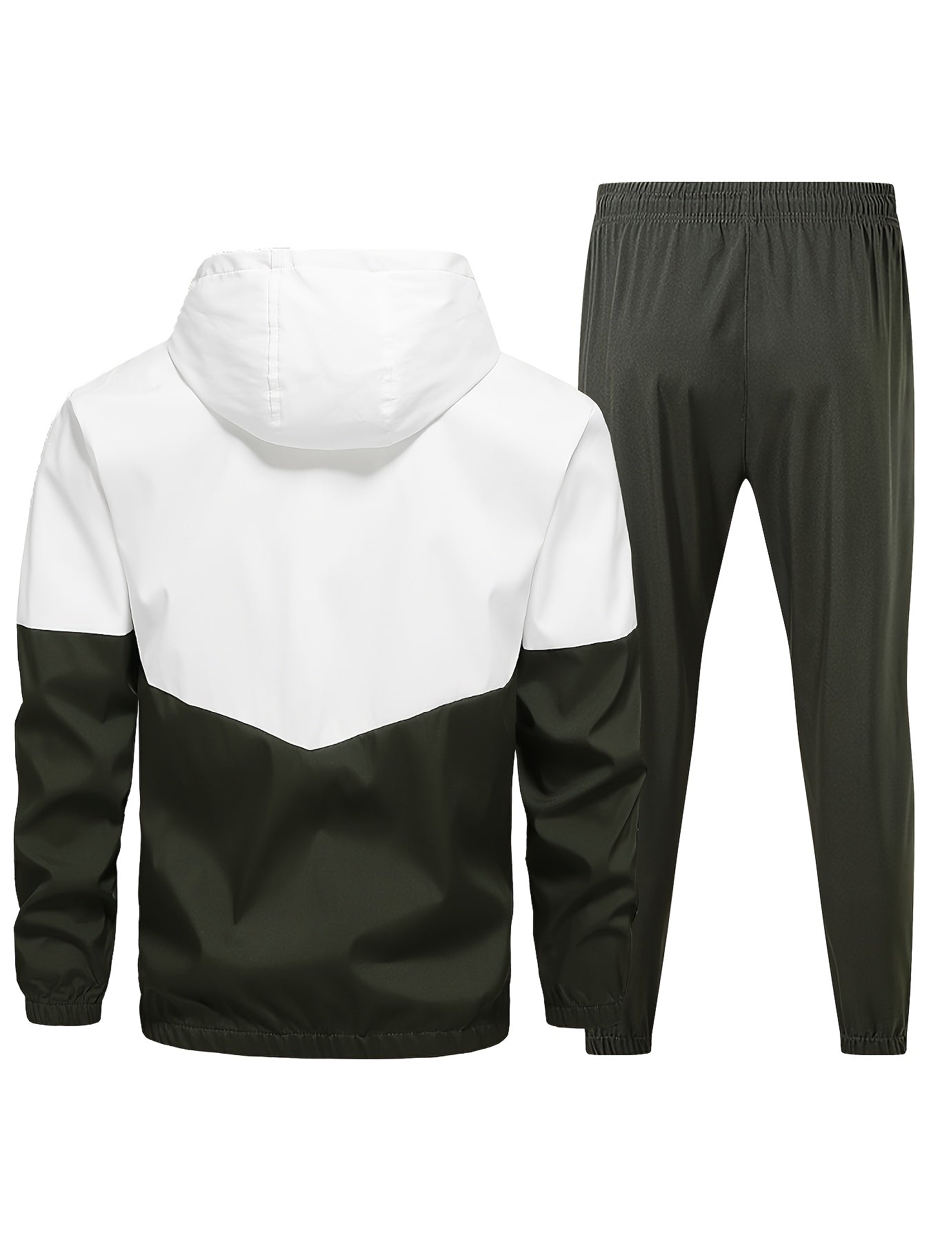 Stylish men's sportswear set with hooded jacket and long pants.